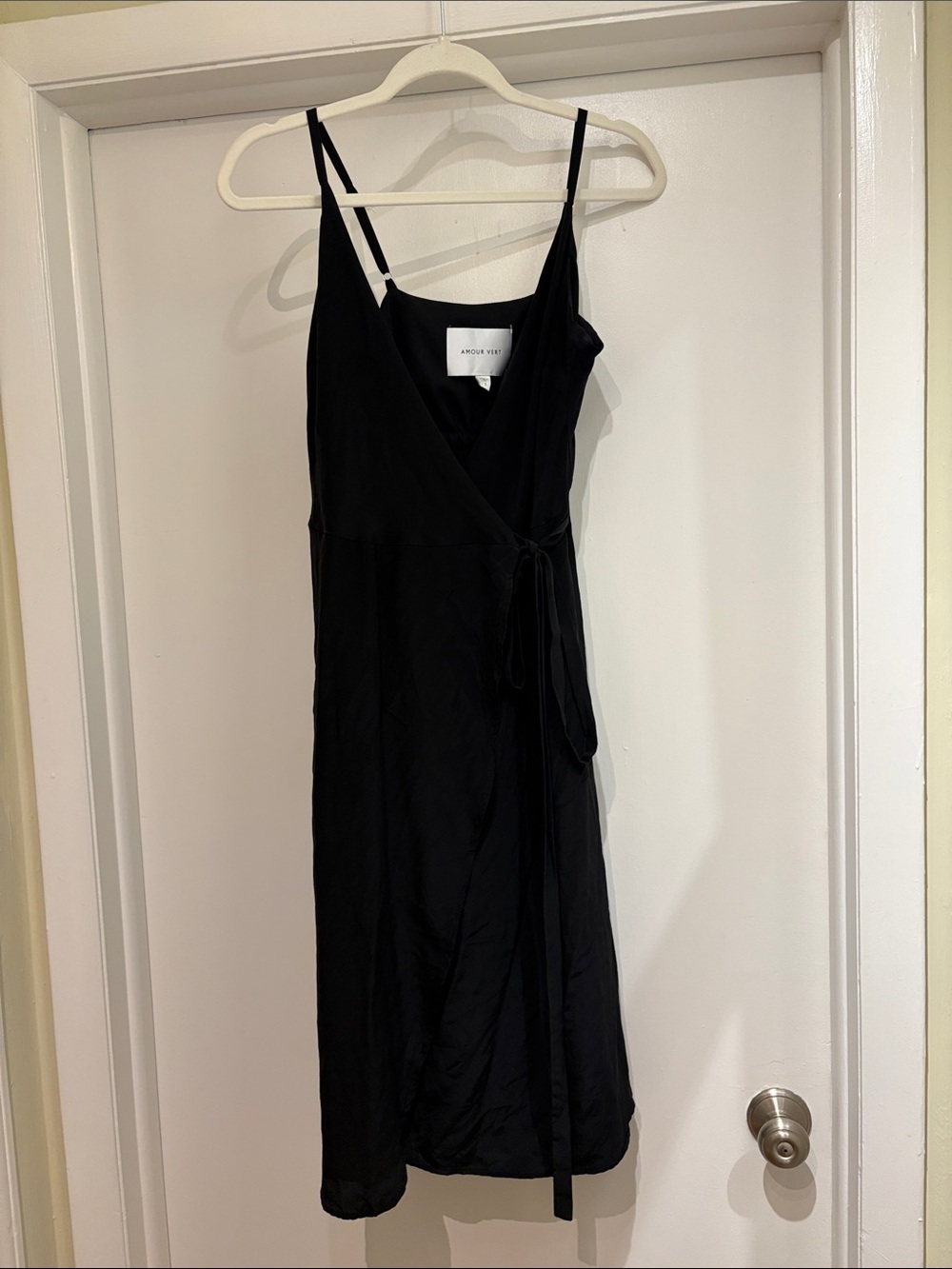 Silk Amour Vert Black Wrap Slip Dress